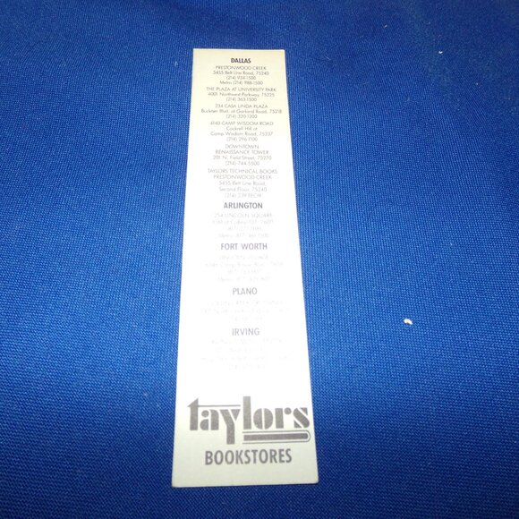 Vintage Taylor's Bookstores Paper Bookmark - 1987 - Texas - Picture 3 of 3